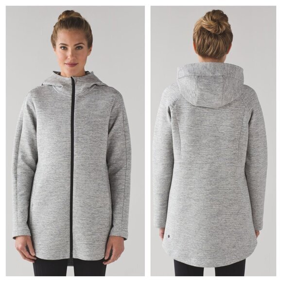 Lululemon Going Places Hooded Jacket Heathered Space Dyed Medium Grey / Black 10 - Picture 1 of 16